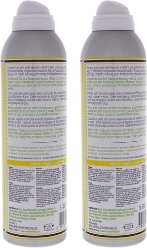 غسول الجسم موس الاستحمام من هيومان + كايند - مناسب للبشرة الحساسة - معطر بدقة - يترك جسمك يشعر بالنظافة والنعومة الجميلة - يغذي البشرة الجافة - سبلاش استوائي - 6.76 أونصة. in Kuwait