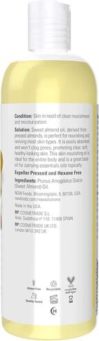 NOW Solutions, زيت اللوز الحلو، زيت مرطب نقي 100%، يعزز المظهر الصحي للبشرة، زيت غير معطر، 16 أونصة in Kuwait