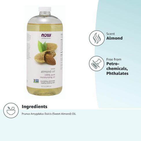 NOW Solutions, زيت اللوز الحلو، زيت مرطب نقي 100%، يعزز المظهر الصحي للبشرة، زيت غير معطر، 16 أونصة in Kuwait