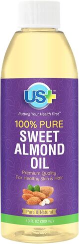 Us+ 100% Pure Sweet Almond Oil - Cold-pressed, Unrefined, Hexane-free - Premium Quality for Healthy Skin & Hair (10oz) in Kuwait