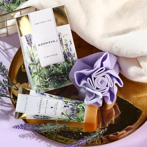 Spa Luxetique Gift Baskets for Women, Spa Gifts for Women - 10pcs Lavender Bath Gifts with Bath Bomb, Body Lotion, Bubble Bath, Relaxing Spa Baskets for Women Gifft, Birthday Gifts for Women Mom in Saudi Arabia