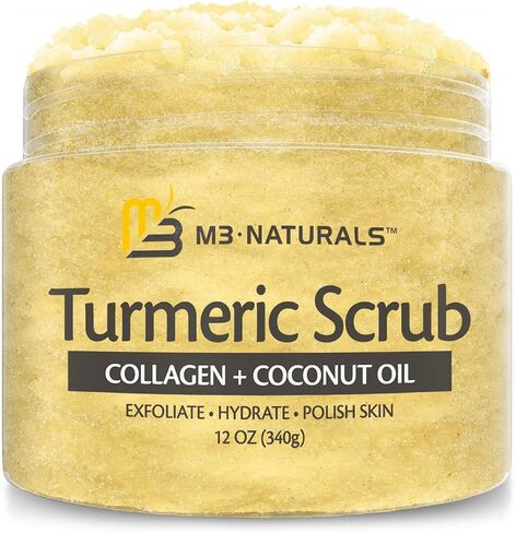 Himalayan Salt Scrub Face Foot & Body Exfoliator Infused with Collagen and Stem Cell Natural Exfoliating Salt Body Scrub for Toning Cellulite Skin Care by M3 Naturals in Saudi Arabia