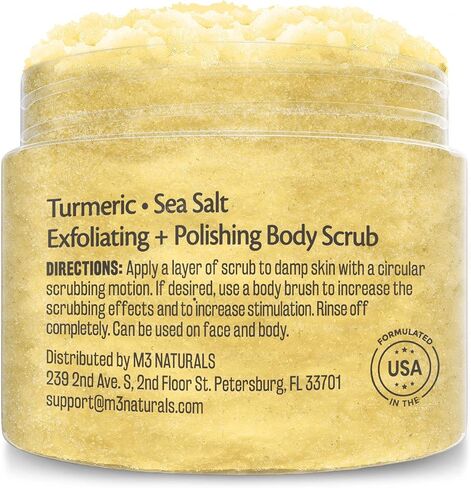 Himalayan Salt Scrub Face Foot & Body Exfoliator Infused with Collagen and Stem Cell Natural Exfoliating Salt Body Scrub for Toning Cellulite Skin Care by M3 Naturals in Saudi Arabia