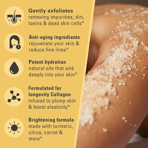 Himalayan Salt Scrub Face Foot & Body Exfoliator Infused with Collagen and Stem Cell Natural Exfoliating Salt Body Scrub for Toning Cellulite Skin Care by M3 Naturals in Saudi Arabia