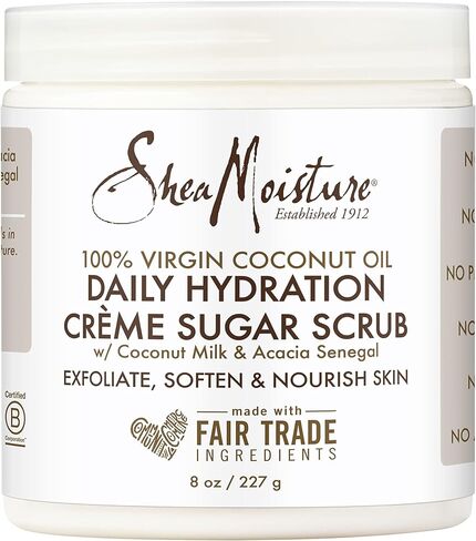 Shea Moisture Skin Care, Daily Hydration Crème Sugar Scrub with Virgin Coconut Oil, Coconut Milk & Acacia Senegal, Gluten Free Exfoliating Body Scrub, Soften & Nourish Skin, 8 Oz. in Saudi Arabia