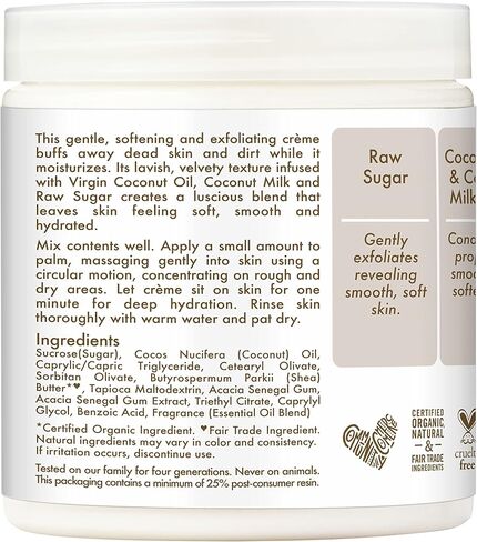 Shea Moisture Skin Care, Daily Hydration Crème Sugar Scrub with Virgin Coconut Oil, Coconut Milk & Acacia Senegal, Gluten Free Exfoliating Body Scrub, Soften & Nourish Skin, 8 Oz. in Saudi Arabia