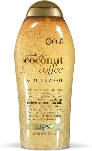 OGX مقشر وغسول القهوة، جوز الهند، 19.5 أونصة سائلة in Kuwait