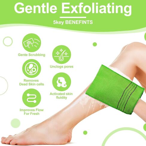 Tatuo 12 Pieces Korean Exfoliating Mitt Exfoliating Cloth Towel Korean Style Body Scrub Korean Style Scrubbing Cloth Bath Body Exfoliating Scrub Towel(Black, Large) in Saudi Arabia