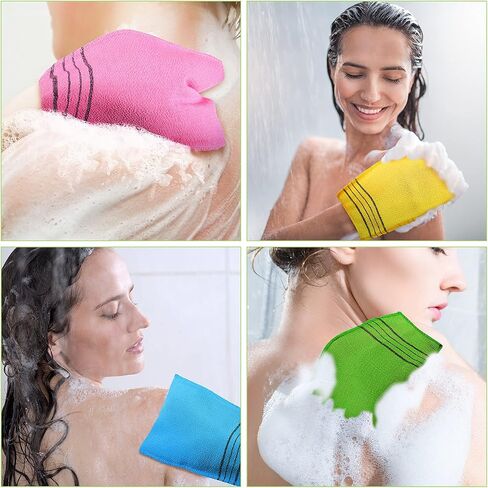 Tatuo 12 Pieces Korean Exfoliating Mitt Exfoliating Cloth Towel Korean Style Body Scrub Korean Style Scrubbing Cloth Bath Body Exfoliating Scrub Towel(Black, Large) in Saudi Arabia