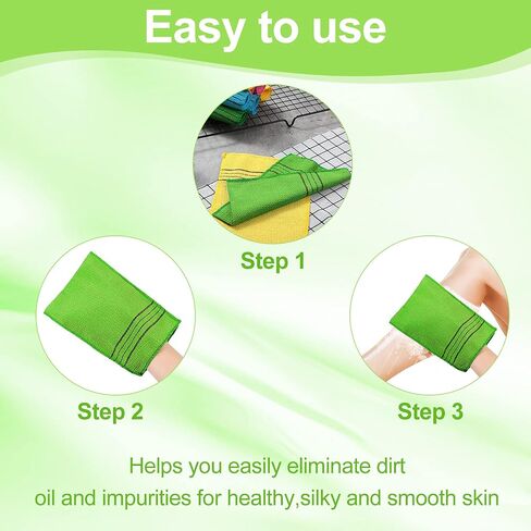 Tatuo 12 Pieces Korean Exfoliating Mitt Exfoliating Cloth Towel Korean Style Body Scrub Korean Style Scrubbing Cloth Bath Body Exfoliating Scrub Towel(Black, Large) in Saudi Arabia