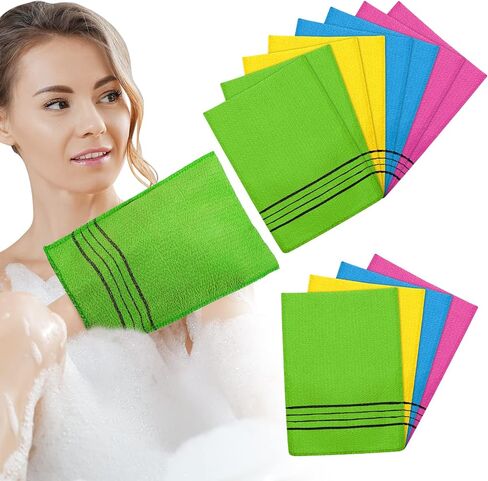 Tatuo 12 Pieces Korean Exfoliating Mitt Exfoliating Cloth Towel Korean Style Body Scrub Korean Style Scrubbing Cloth Bath Body Exfoliating Scrub Towel(Black, Large) in Saudi Arabia