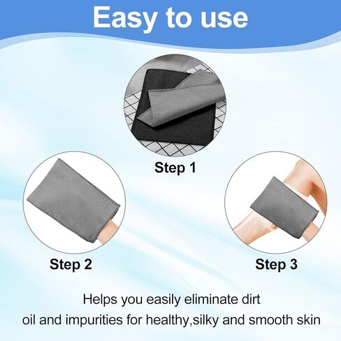 Tatuo 12 Pieces Korean Exfoliating Mitt Exfoliating Cloth Towel Korean Style Body Scrub Korean Style Scrubbing Cloth Bath Body Exfoliating Scrub Towel(Black, Large) in Saudi Arabia