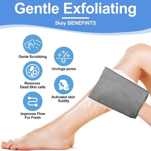 Tatuo 12 Pieces Korean Exfoliating Mitt Exfoliating Cloth Towel Korean Style Body Scrub Korean Style Scrubbing Cloth Bath Body Exfoliating Scrub Towel(Black, Large) in Saudi Arabia