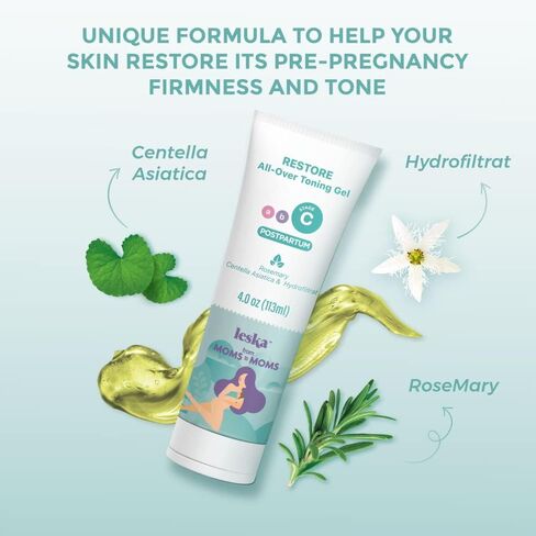 Leska Maternity Post-Pregnancy Gel | STAGE C: RESTORE All-Over Toning Gel (Postpartum) | Part of a Complete 3 Part Pregnancy Skin Care System | New Mom Gifts (4oz) in Saudi Arabia