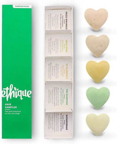 Ethique Hair Sampler - Shampoo & Conditioner - Plastic-Free, Vegan, Cruelty-Free, Eco-Friendly, 5 Travel Bars (Pack of 1) in Saudi Arabia
