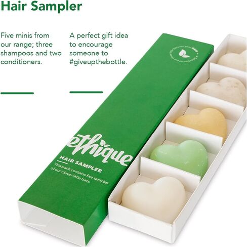 Ethique Hair Sampler - Shampoo & Conditioner - Plastic-Free, Vegan, Cruelty-Free, Eco-Friendly, 5 Travel Bars (Pack of 1) in Saudi Arabia