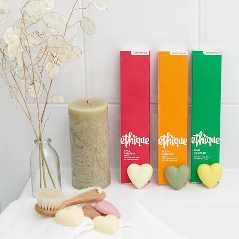 Ethique Hair Sampler - Shampoo & Conditioner - Plastic-Free, Vegan, Cruelty-Free, Eco-Friendly, 5 Travel Bars (Pack of 1) in Saudi Arabia