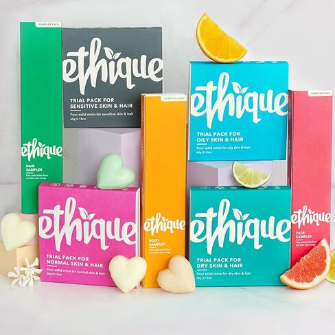 Ethique Hair Sampler - Shampoo & Conditioner - Plastic-Free, Vegan, Cruelty-Free, Eco-Friendly, 5 Travel Bars (Pack of 1) in Saudi Arabia