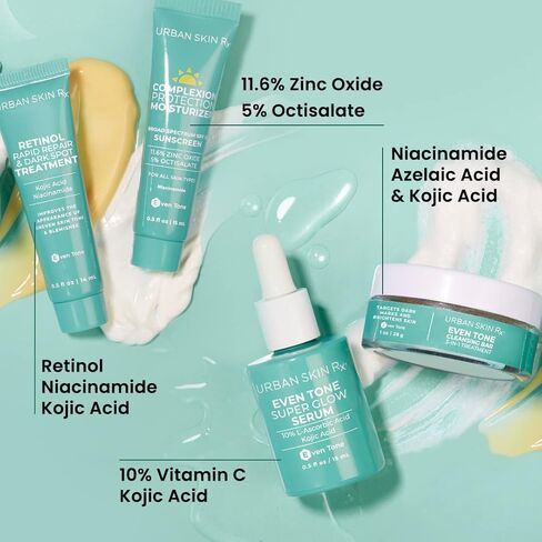 مجموعة أدوات أوربان سكين آر إكس إيفين تون إيسنشيالز للمبتدئين | يتضمن النظام اليومي 4 أفضل المنتجات المصممة لتنظيف البشرة وتوحيد لونها وحمايتها للحصول على بشرة أكثر إشراقًا وأكثر تناسقًا. in Kuwait