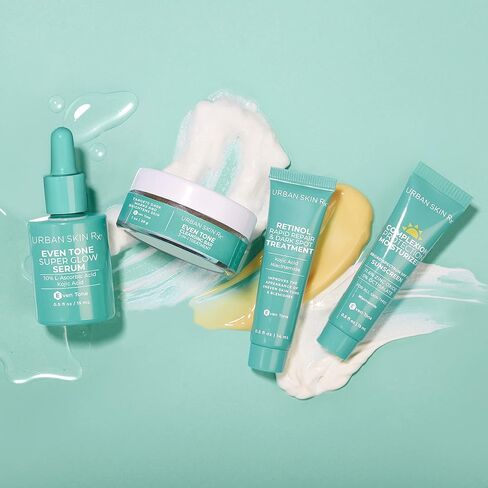 مجموعة أدوات أوربان سكين آر إكس إيفين تون إيسنشيالز للمبتدئين | يتضمن النظام اليومي 4 أفضل المنتجات المصممة لتنظيف البشرة وتوحيد لونها وحمايتها للحصول على بشرة أكثر إشراقًا وأكثر تناسقًا. in Kuwait