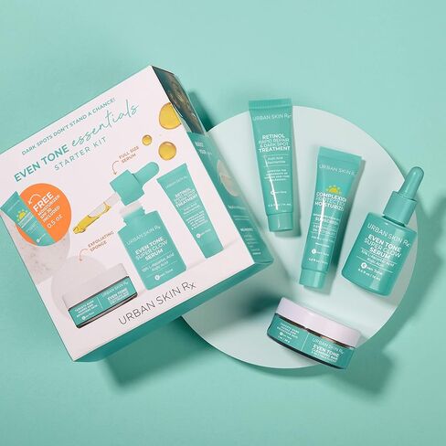 مجموعة أدوات أوربان سكين آر إكس إيفين تون إيسنشيالز للمبتدئين | يتضمن النظام اليومي 4 أفضل المنتجات المصممة لتنظيف البشرة وتوحيد لونها وحمايتها للحصول على بشرة أكثر إشراقًا وأكثر تناسقًا. in Kuwait