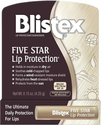 Blistex Five Star Lip Protection Lip Balm, 0.15 Ounce – Wind & Water-Resistant Lip Care, Broad Spectrum SPF 30 Sun Protection, Soothes Cold Chapped Lips, Hydrating Lip Treatment, Holds in Moisture in Saudi Arabia