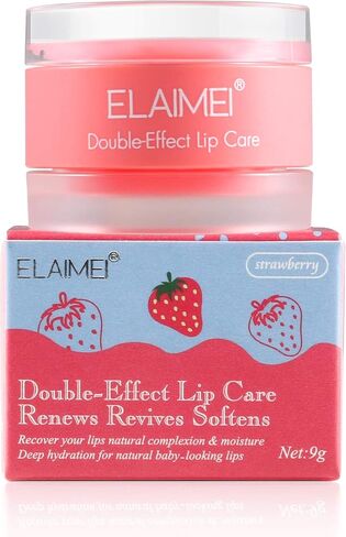 قناع نوم الشفاه، مع مقشر الشفاه ومرطبها، قناع الشفاه مزدوج التأثير طوال الليل للجفاف، علاج أقنعة الشفاه، الشفاه المتشققة، تقشير الشفاه التمهيدي، بلسم إصلاح الشفاه - الفراولة 1 in Kuwait