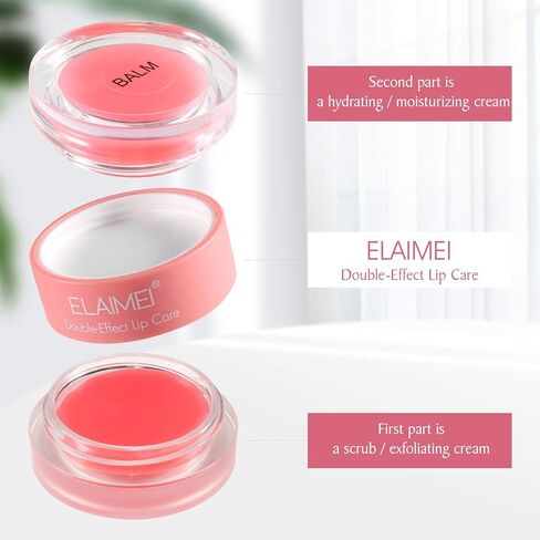 قناع نوم الشفاه، مع مقشر الشفاه ومرطبها، قناع الشفاه مزدوج التأثير طوال الليل للجفاف، علاج أقنعة الشفاه، الشفاه المتشققة، تقشير الشفاه التمهيدي، بلسم إصلاح الشفاه - الفراولة 1 in Kuwait