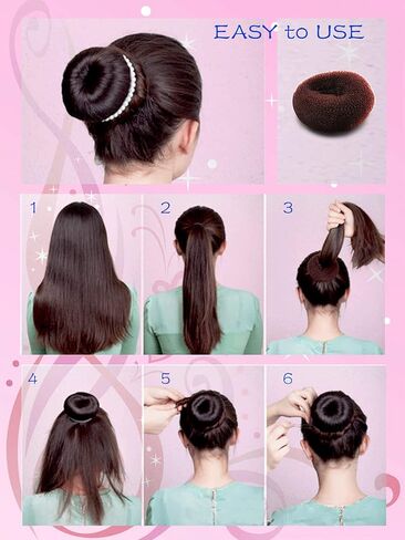 Hair Bun Maker，Hair Doughnut Shaper（ 2 Small,2 Medium,2 Large ）Hair Doughnut Sock Bun For Girl (Golden) in Saudi Arabia