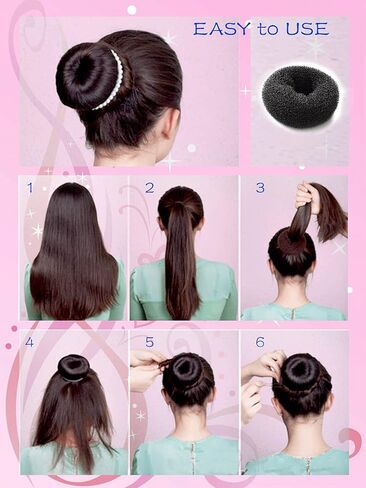 Hair Bun Maker，Hair Doughnut Shaper（ 2 Small,2 Medium,2 Large ）Hair Doughnut Sock Bun For Girl (Golden) in Saudi Arabia
