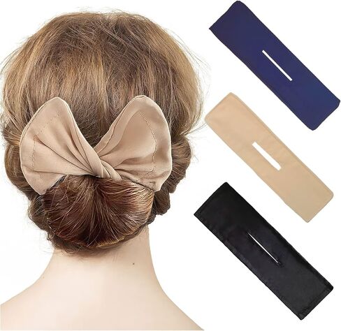 3 Pcs Hair Bun Maker Deft Bun for Hair Twister, Flexible Donut Hair Bun, Lazy Hair Curler Bun Clips, Fashion French Hairstyle, Hair Accessories for Women & Girls Kids (Black, Navy, Khaki) in Saudi Arabia