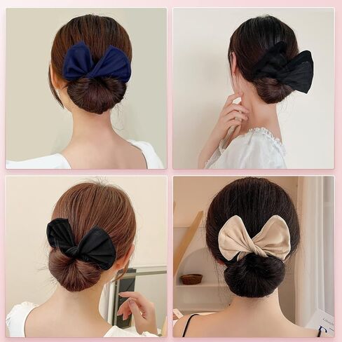 3 Pcs Hair Bun Maker Deft Bun for Hair Twister, Flexible Donut Hair Bun, Lazy Hair Curler Bun Clips, Fashion French Hairstyle, Hair Accessories for Women & Girls Kids (Black, Navy, Khaki) in Saudi Arabia