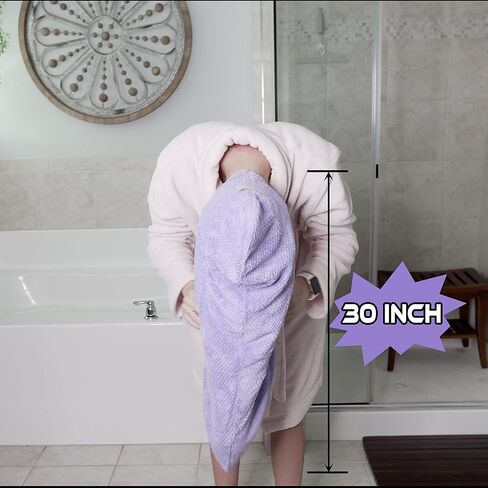 Leporem ضخمة (30 بوصة × 11 بوصة) 3 عبوات من المناشف المصنوعة من الألياف الدقيقة للشعر - منشفة شعر سريعة الجفاف وذات قدرة على الامتصاص للشعر المجعد والطويل والسميك، وأغطية للشعر للنساء والرجال والأطفال (الكوبية الأرجوانية الغنية) in Kuwait