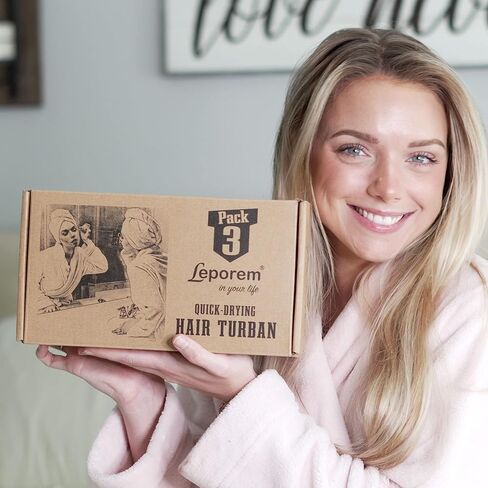 Leporem ضخمة (30 بوصة × 11 بوصة) 3 عبوات من المناشف المصنوعة من الألياف الدقيقة للشعر - منشفة شعر سريعة الجفاف وذات قدرة على الامتصاص للشعر المجعد والطويل والسميك، وأغطية للشعر للنساء والرجال والأطفال (الكوبية الأرجوانية الغنية) in Kuwait