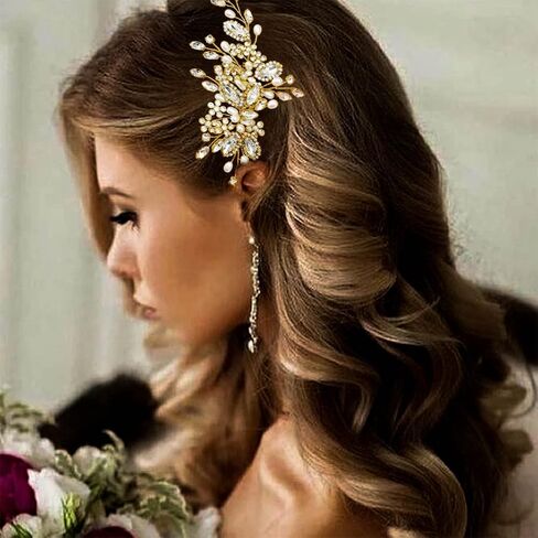 Casdre Crystal Bride Wedding Hair Comb Pearl Bridal Hair Piece Hair Accessories for Women and Girls (A Silver) in Kuwait