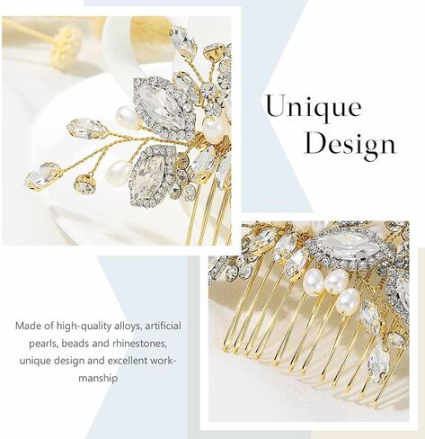 Casdre Crystal Bride Wedding Hair Comb Pearl Bridal Hair Piece Hair Accessories for Women and Girls (A Silver) in Kuwait