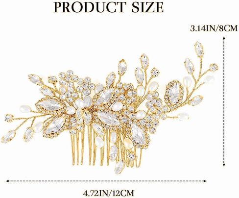Casdre Crystal Bride Wedding Hair Comb Pearl Bridal Hair Piece Hair Accessories for Women and Girls (A Silver) in Kuwait