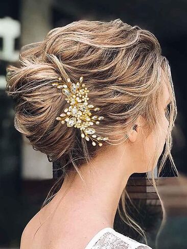 Casdre Crystal Bride Wedding Hair Comb Pearl Bridal Hair Piece Hair Accessories for Women and Girls (A Silver) in Kuwait