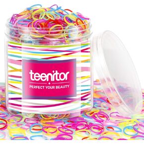 Teenitor Color Elastic Hair Bands, Small Hair Elastics, 2000pcs Multi Color Hair Ties, Hair Holder Elastic Rubber Bands for Baby Girls