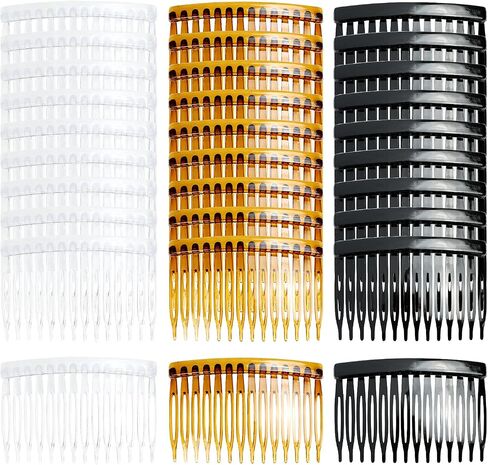 Cinaci 30 Pack Small Clear White Plastic Hair Side Combs Slide Bun Holder with 14 Teeth DIY Headpieces Thin Fine Hair Clips Grips French Twist Barrettes Accessories for Women Girls Wedding Brides Veil in Saudi Arabia