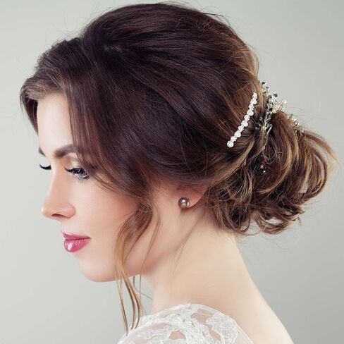 مشط جانبي لشعر الزفاف من PAGOW Pearl، 15 مشط شعر جانبي للأسنان لشعر سميك، قطع شعر زفاف من حجر الراين اللؤلؤي، إكسسوارات شعر كريستال للنساء والفتيات (3.14 × 1.77 بوصة، ذهبي وردي) مجموعة من 2 in Saudi Arabia