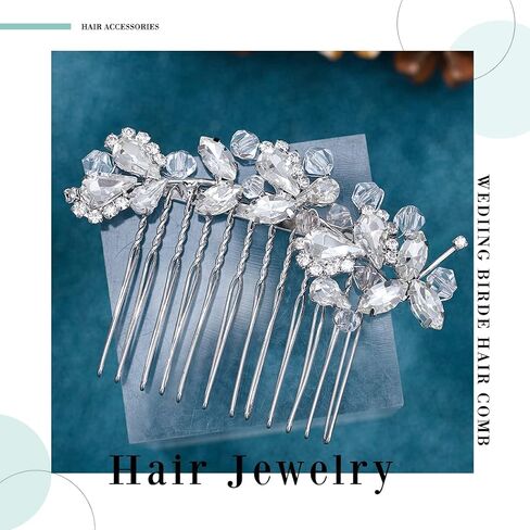 Crystal Bride Wedding Hair Comb Silver Bridal Headpieces Rhinestone Pearl Hair Pieces Bridesmaid Side Combs Hair Accessories for Women and Girls (gold) in Saudi Arabia