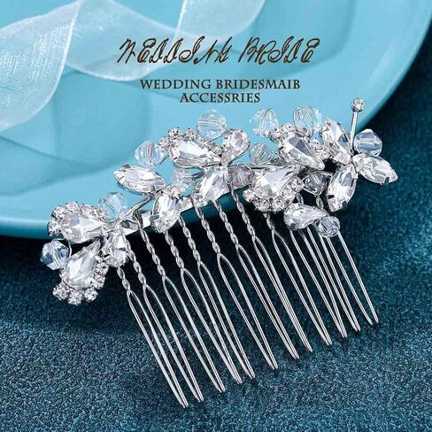 Crystal Bride Wedding Hair Comb Silver Bridal Headpieces Rhinestone Pearl Hair Pieces Bridesmaid Side Combs Hair Accessories for Women and Girls (gold) in Saudi Arabia