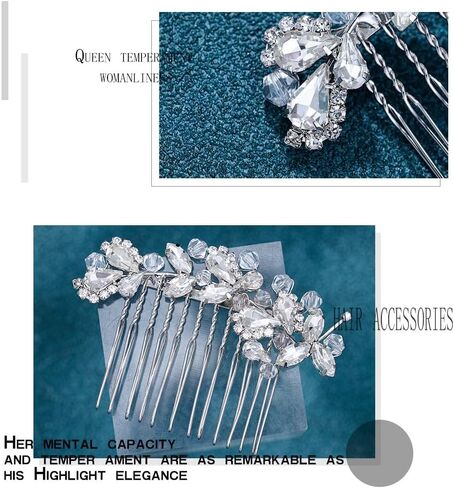 Crystal Bride Wedding Hair Comb Silver Bridal Headpieces Rhinestone Pearl Hair Pieces Bridesmaid Side Combs Hair Accessories for Women and Girls (gold) in Saudi Arabia