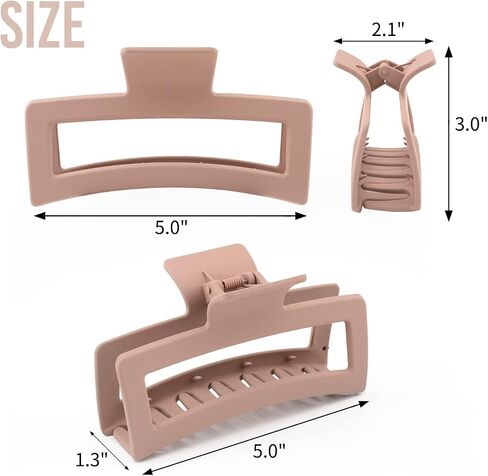 5 Inche Beige Extra Large Claw Clips for Thick Hair and Long Hair, 4 Pack Xl Jumbo Claw clips, Oversized Matte Non-slip Rectangle Hair Clips for Women, Big Strong Hold Jaw Clip in Saudi Arabia
