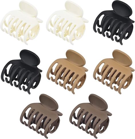 DEEKA 4 PCS Double Row Teeth Hair Claw Clips 2.5" Medium Hair Clips for Thin Hair Small Matte Clips Short Fine Hair Accessories for Women and Girls -Green Yellow in Saudi Arabia