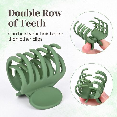 DEEKA 4 PCS Double Row Teeth Hair Claw Clips 2.5" Medium Hair Clips for Thin Hair Small Matte Clips Short Fine Hair Accessories for Women and Girls -Green Yellow in Saudi Arabia