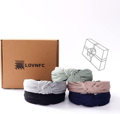 عصابات رأس نسائية من LOVNFC، 6 قطع من أربطة الرأس المعقودة المقاومة للانزلاق للفتيات ذات عقدة واسعة وأطواق شعر مخملية in Kuwait