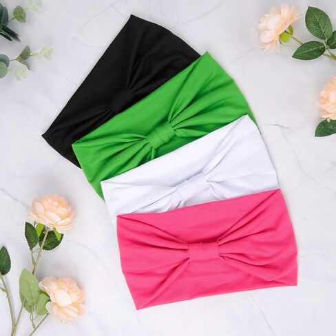 عصابات رأس واسعة للنساء، أغطية رأس أنيقة باللون الأسود، عصابات شعر سميكة من بوهو، عصابة رأس رياضية أفريقية كبيرة لليوجا، إكسسوارات للشعر (عبوة من 4 قطع) in Kuwait