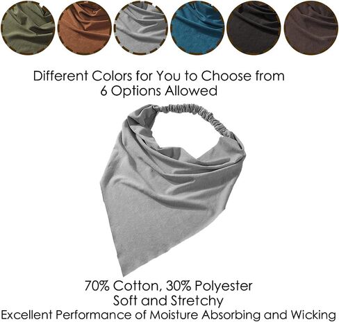 6 Pack Scarf Headband for Women - Elastic Large Boho Triangle Bandana Head Scarves with Clips Non Slip Solid Color Hair Kerchief for Teen Girls in Saudi Arabia